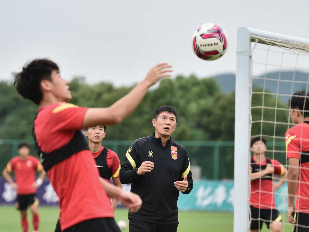 王子铭：国足集训专注定位球攻防战术演练